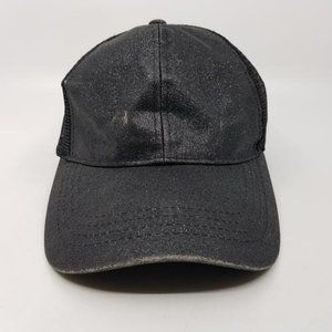 Shiny Glitter Strapback Mesh Trucker Pony Tail Hat Cap Adjustable Womens Black
